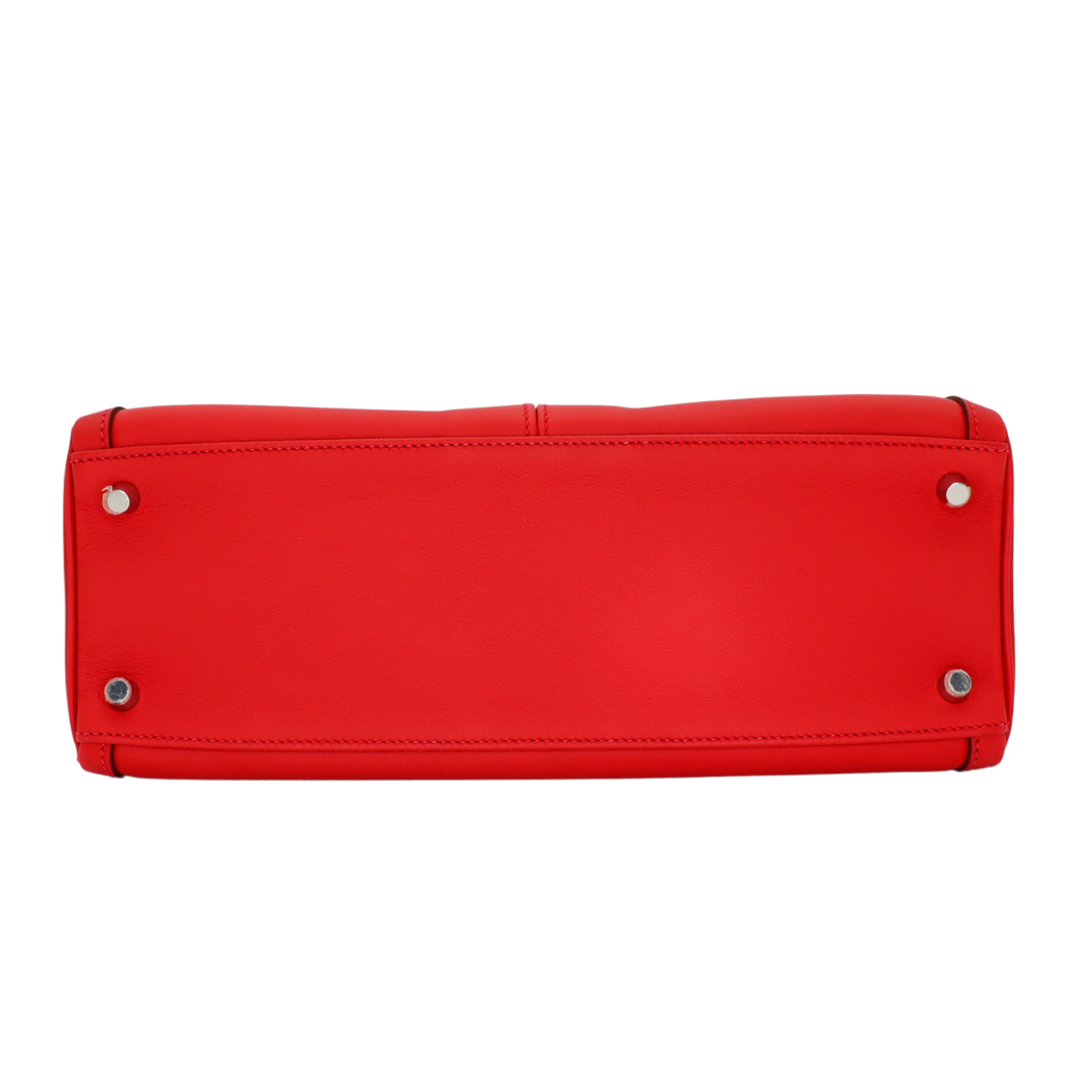 Hermès 32cm Kelly Lakis Retourne Vermillon Palladium Hardware