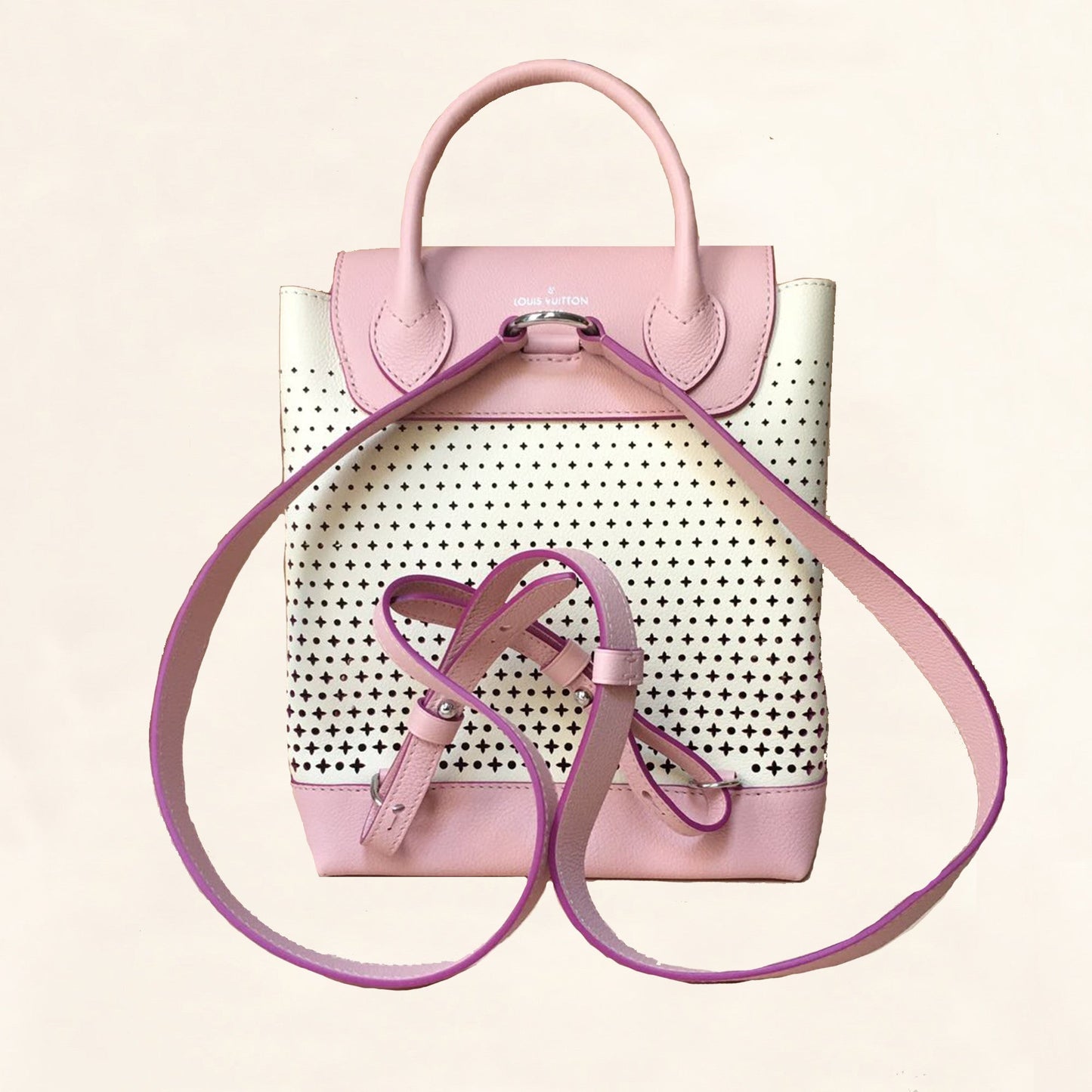 Louis Vuitton | Perforated Pink Calfskin Lockme Backpack | One-Size