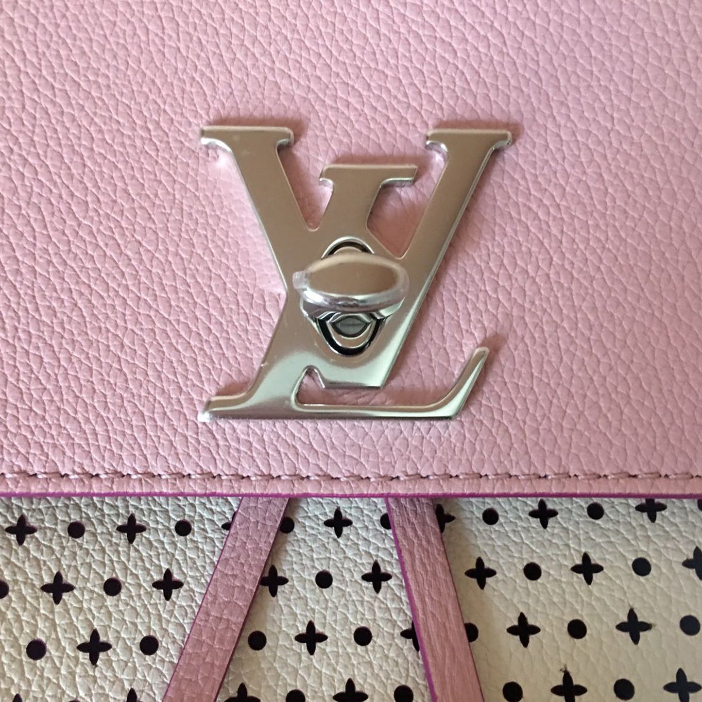 Louis Vuitton | Perforated Pink Calfskin Lockme Backpack | One-Size