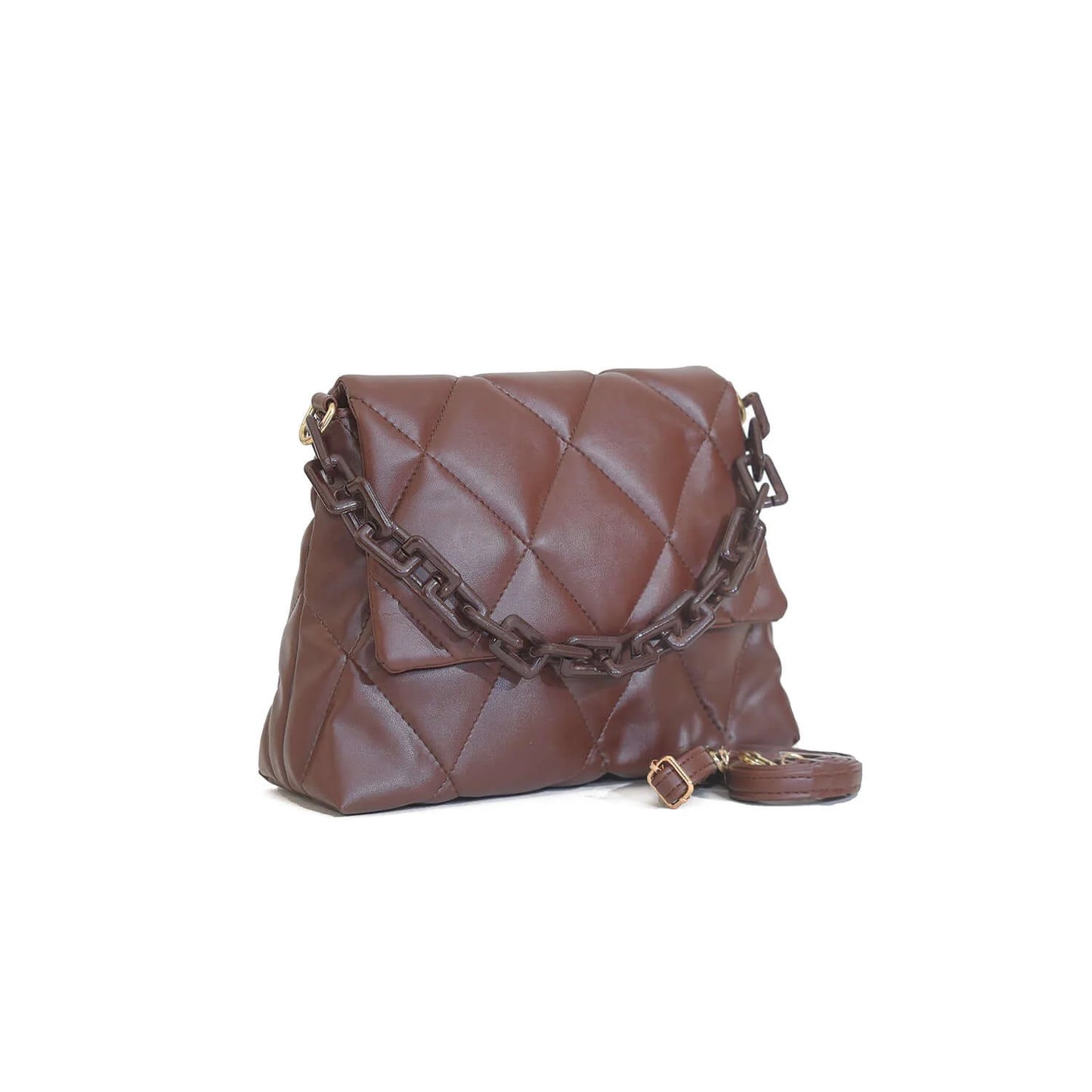 Quilted Brown Leather Shoulder Bag