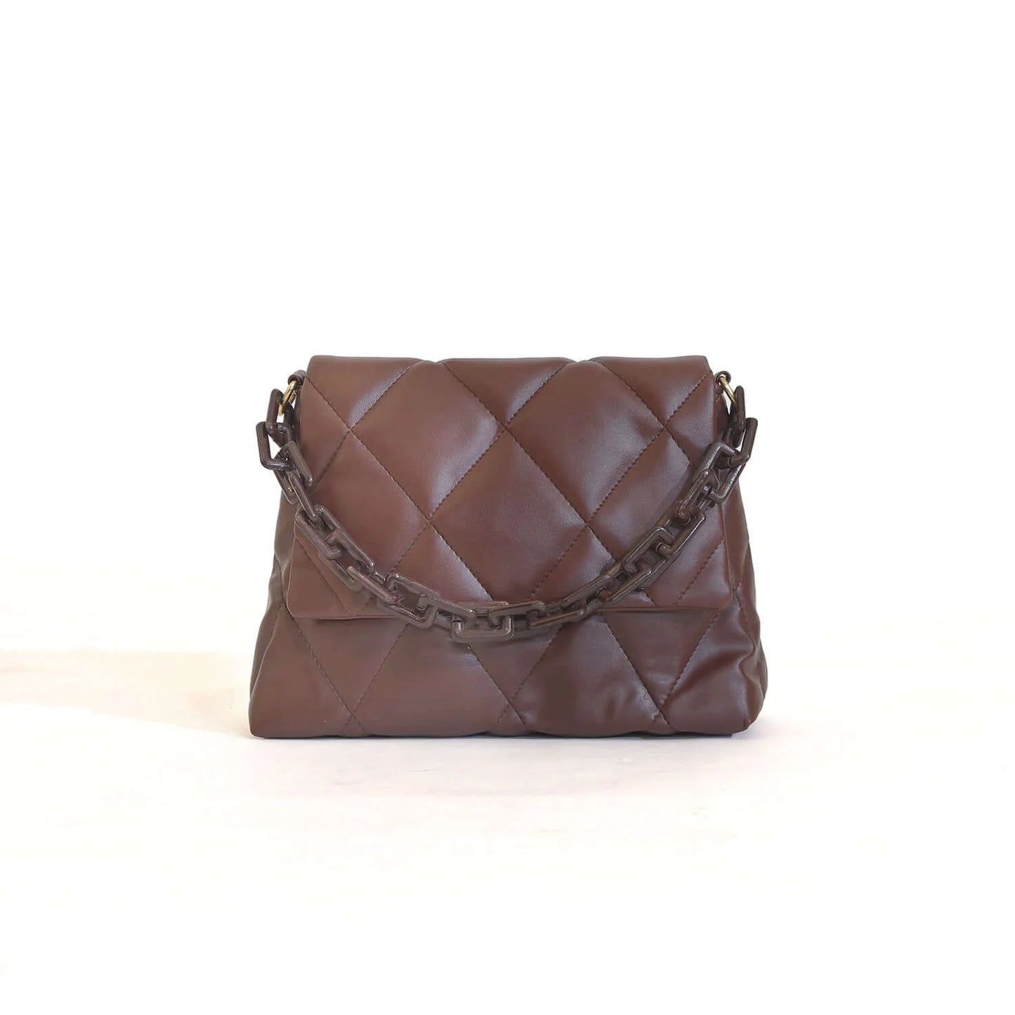 Quilted Brown Leather Shoulder Bag