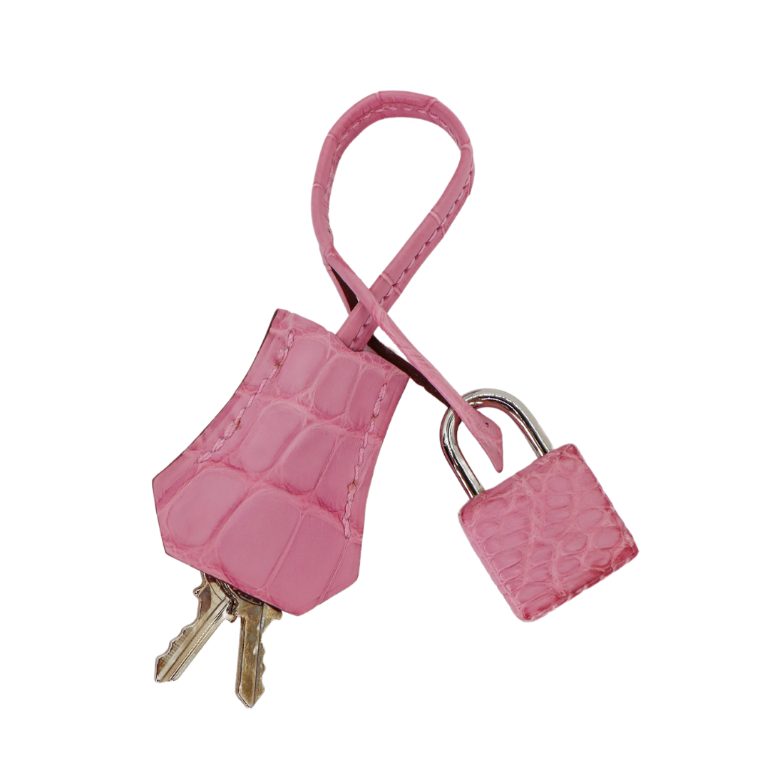 Hermès 25cm Kelly Retourne Bubblegum Matte Alligator Palladium Hardware