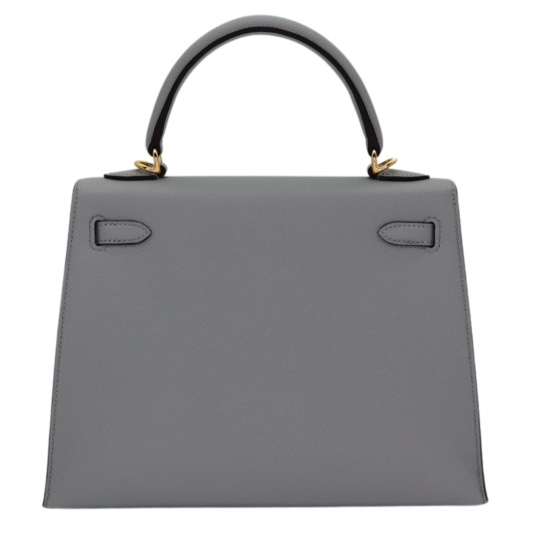 Hermès 25cm Kelly Sellier Bleu Glacier Epsom Leather Gold Hardware