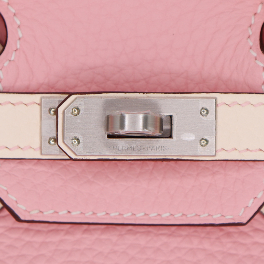 Hermès 25cm Birkin HSS Rose Sakura/Nata Clemence Leather Brushed Palladium Hardware