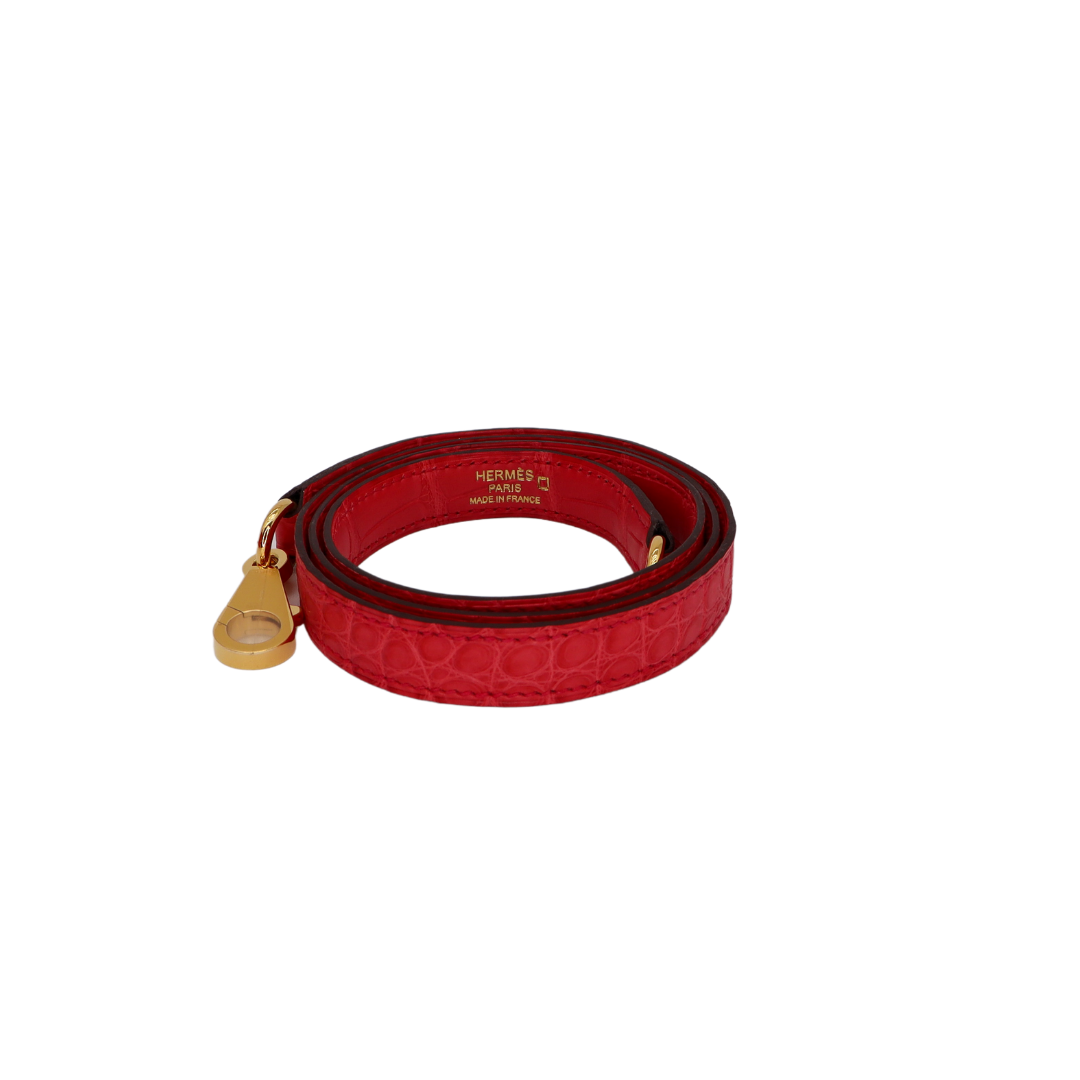 Hermès 25cm Kelly Retourne Bougainvillea Matte Alligator Gold Hardware