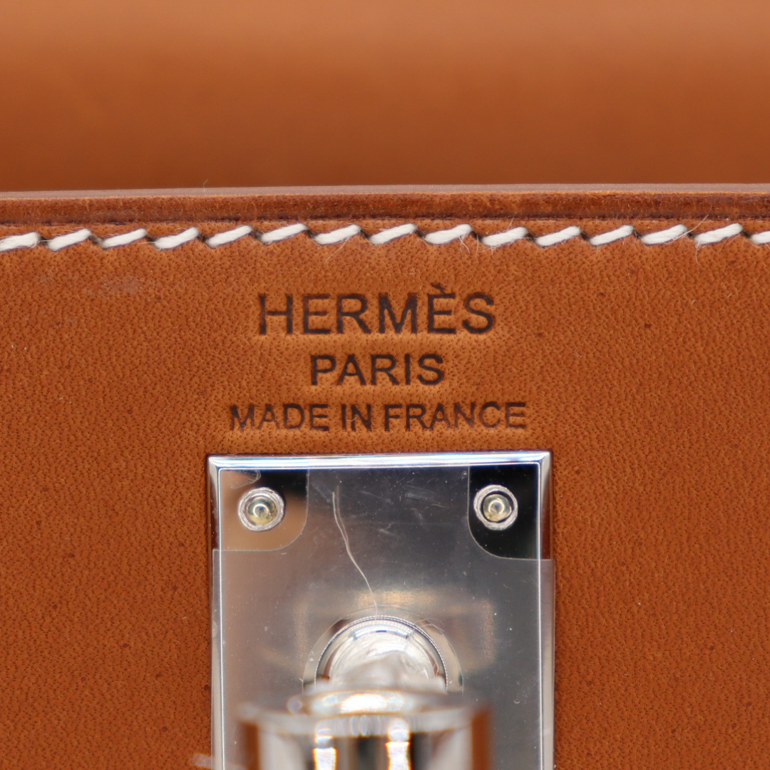 Hermès 25cm Kelly Sellier Fauve Barenia Palladium Hardware
