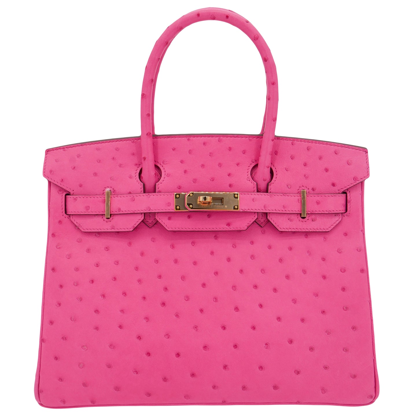 Hermès 30cm Birkin HSS Rose Tyrien/ Lime Ostrich Rose Gold Hardware