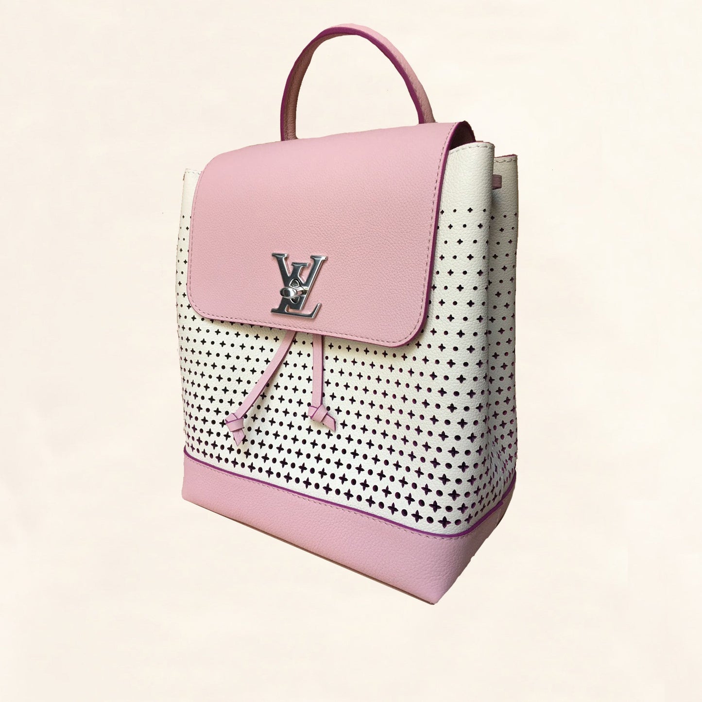 Louis Vuitton | Perforated Pink Calfskin Lockme Backpack | One-Size
