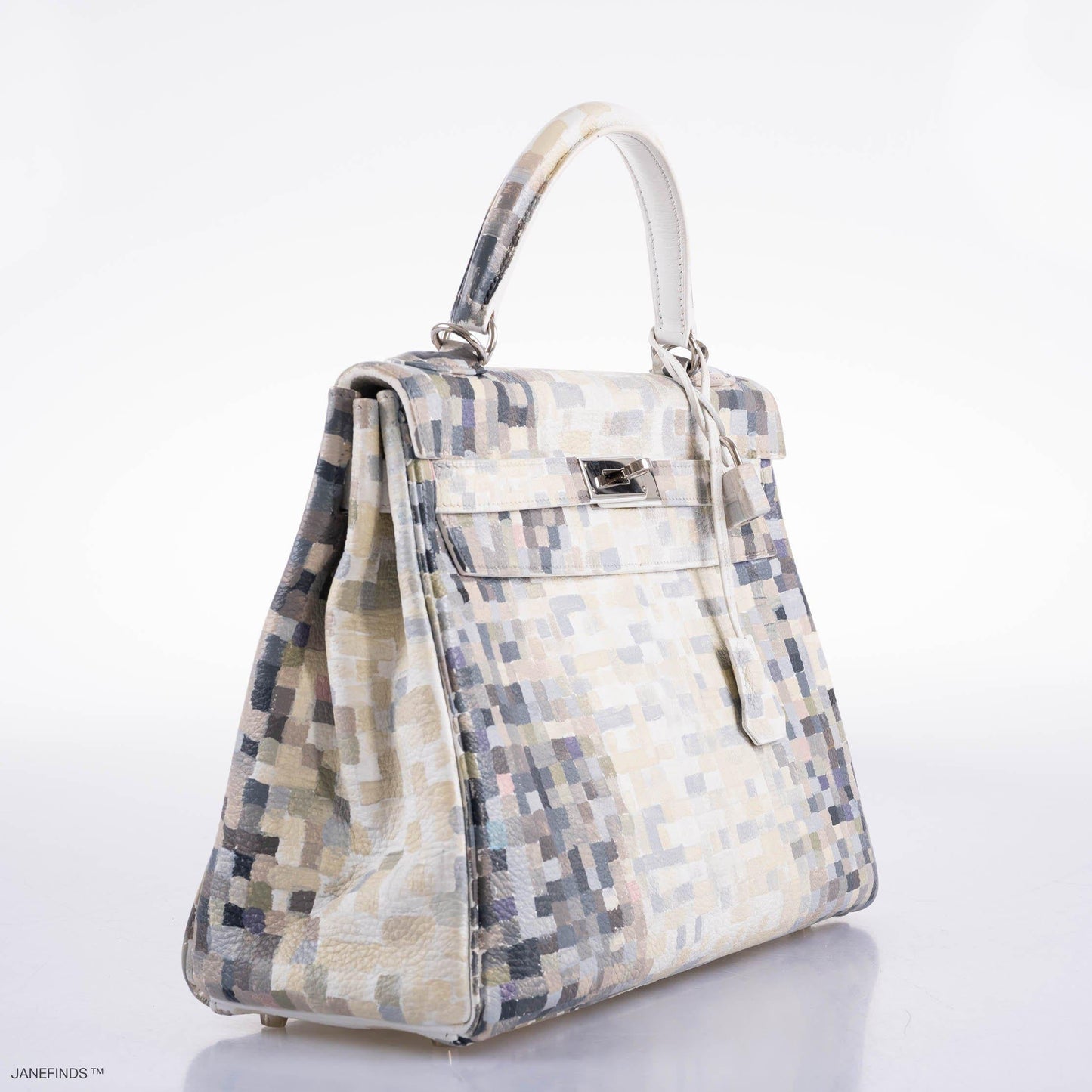 Vintage Hermes Kelly 32 Digital Hima Custom Painted Clemence with Palladium Hardware - 2004, H Square