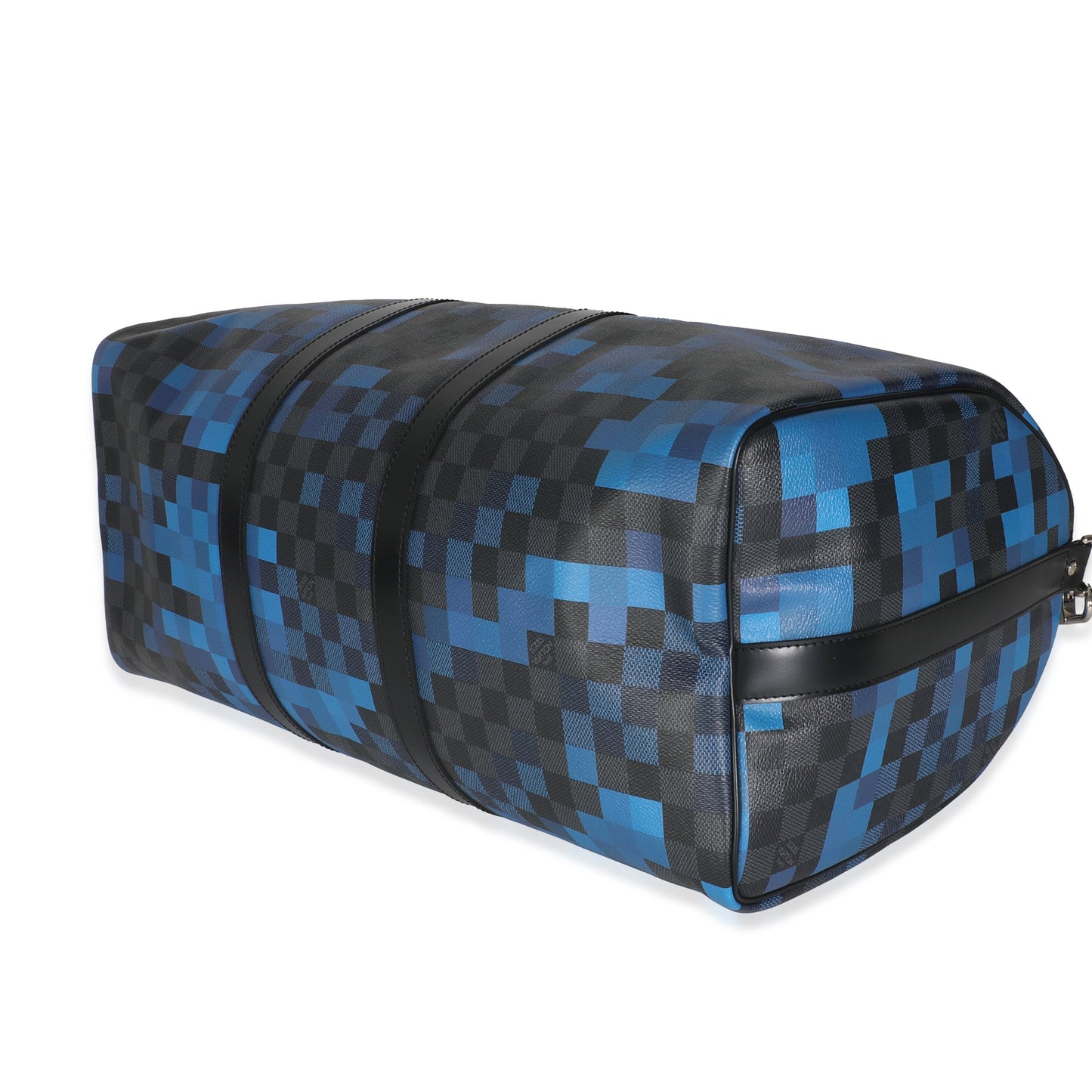 Blue Damier Graphite Canvas Pixel Canvas Keepall Bandouliere 50